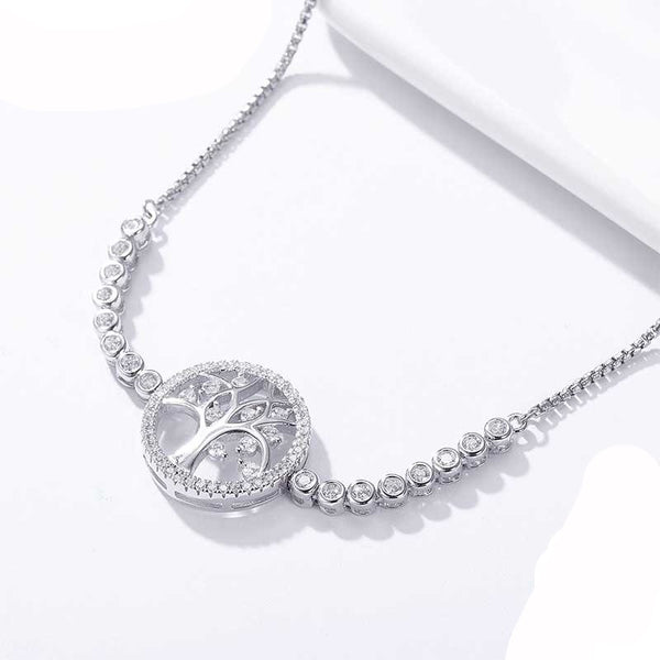 925 Sterling Silber Baum des Lebens CZ Tennisarmband