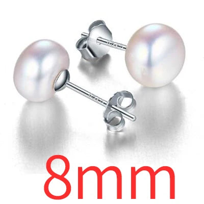 Silberne Perlenohrringe | Ohrstecker mit echten Süßwasserperlen