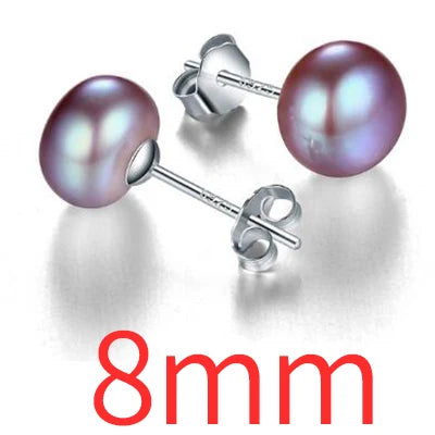 Silberne Perlenohrringe | Ohrstecker mit echten Süßwasserperlen