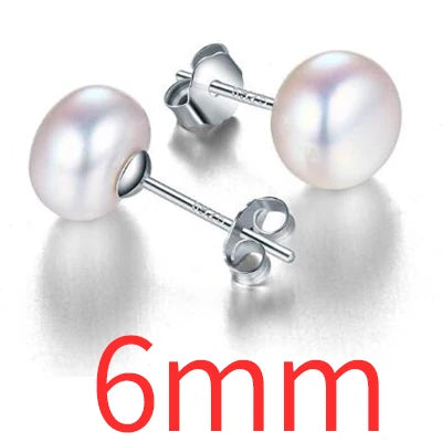 Silberne Perlenohrringe | Ohrstecker mit echten Süßwasserperlen