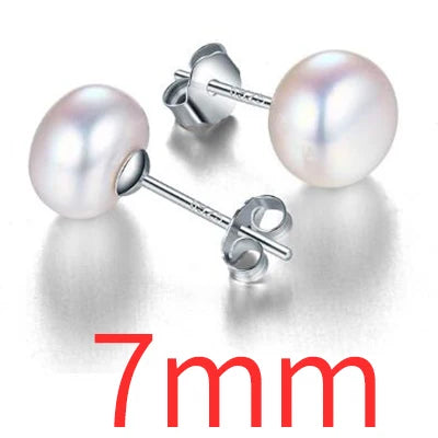 Silberne Perlenohrringe | Ohrstecker mit echten Süßwasserperlen