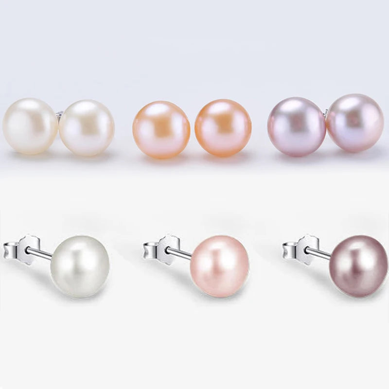 Silberne Perlenohrringe | Ohrstecker mit echten Süßwasserperlen