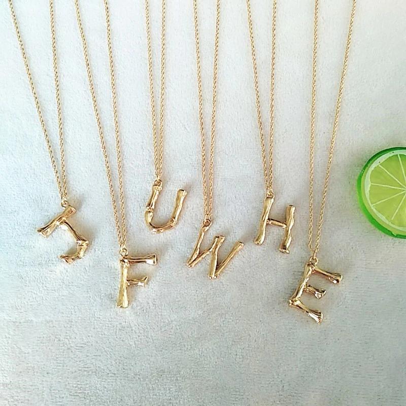 Bambus Inspirierte Naturliebhaber Alphabet Halskette