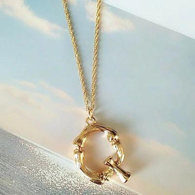 Bambus Inspirierte Naturliebhaber Alphabet Halskette