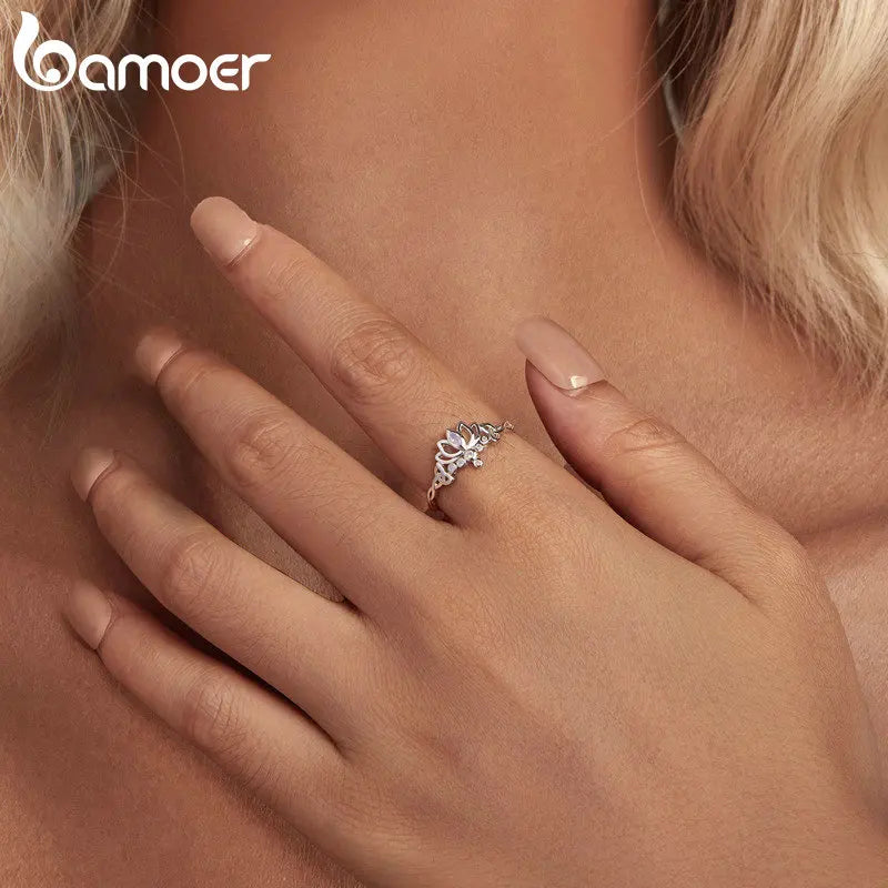 Eleganter Lotus-Ring aus 925er Sterlingsilber von Bamoer
