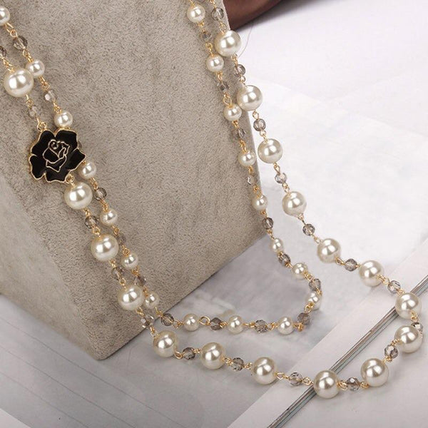 Perlenkette Camellia Blume Und Perlenkette