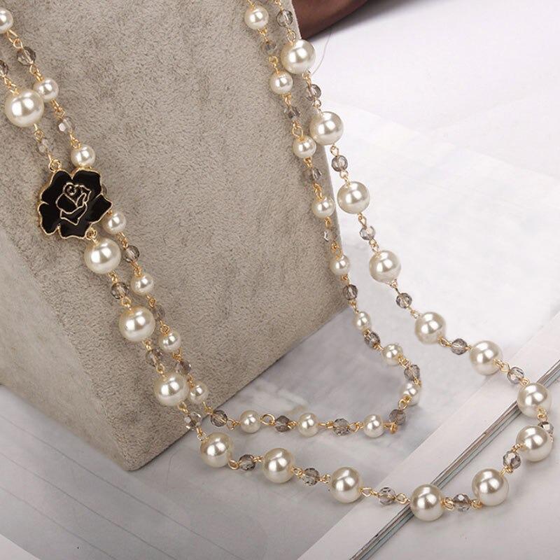 Perlenkette Camellia Blume Und Perlenkette
