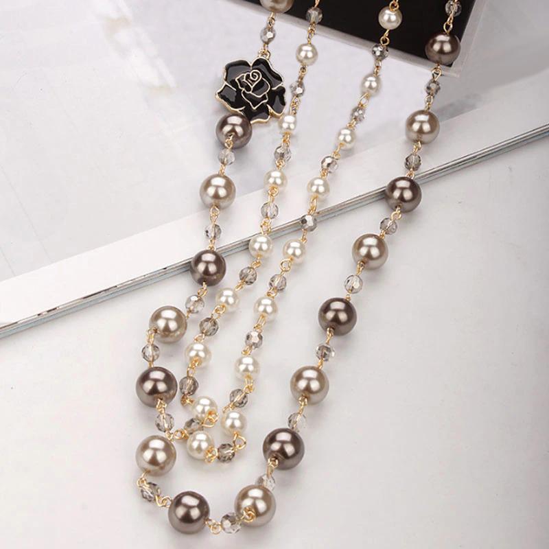 Perlenkette Camellia Blume Und Perlenkette