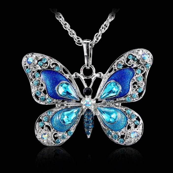Schöne Strass Nieten Schmetterlingskette