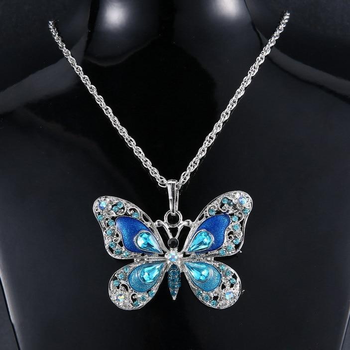 Schöne Strass Nieten Schmetterlingskette
