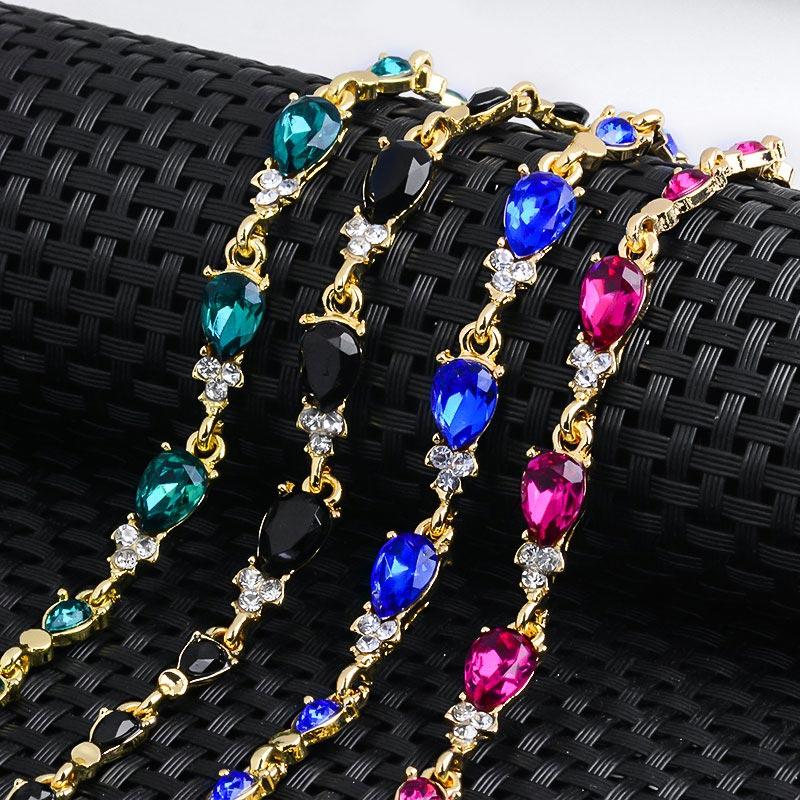Schönes Wasser Drop Link Strass Armband