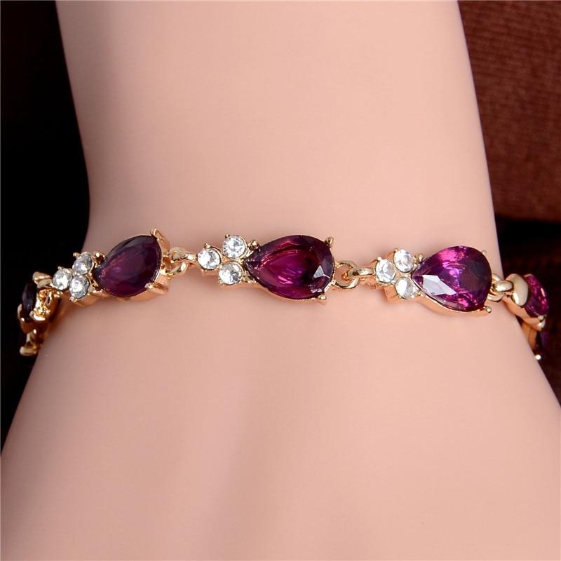 Schönes Wasser Drop Link Strass Armband