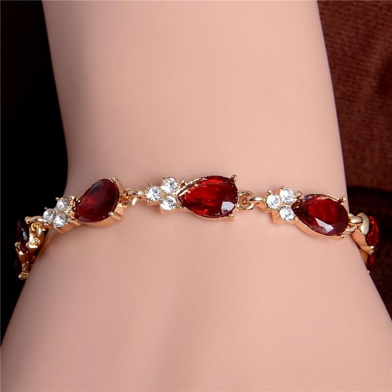 Schönes Wasser Drop Link Strass Armband