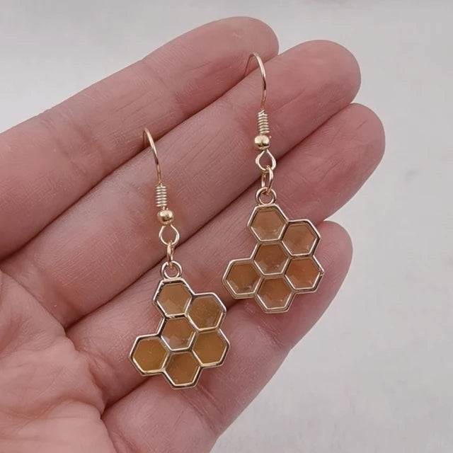 Emaille Hexenanhänger Schmuck | Metall Hexenanhänger Schmuck | Bienenwaben Ohrringe - Hängende Ohrringe