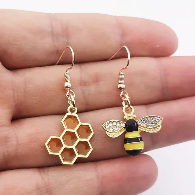 Emaille Hexenanhänger Schmuck | Metall Hexenanhänger Schmuck | Bienenwaben Ohrringe - Hängende Ohrringe