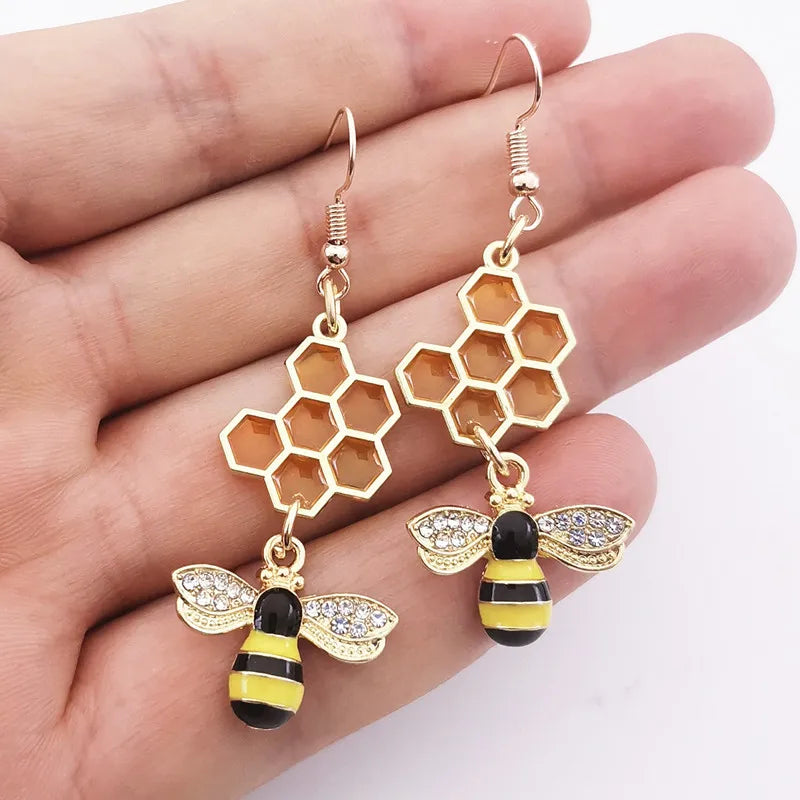 Emaille Hexenanhänger Schmuck | Metall Hexenanhänger Schmuck | Bienenwaben Ohrringe - Hängende Ohrringe