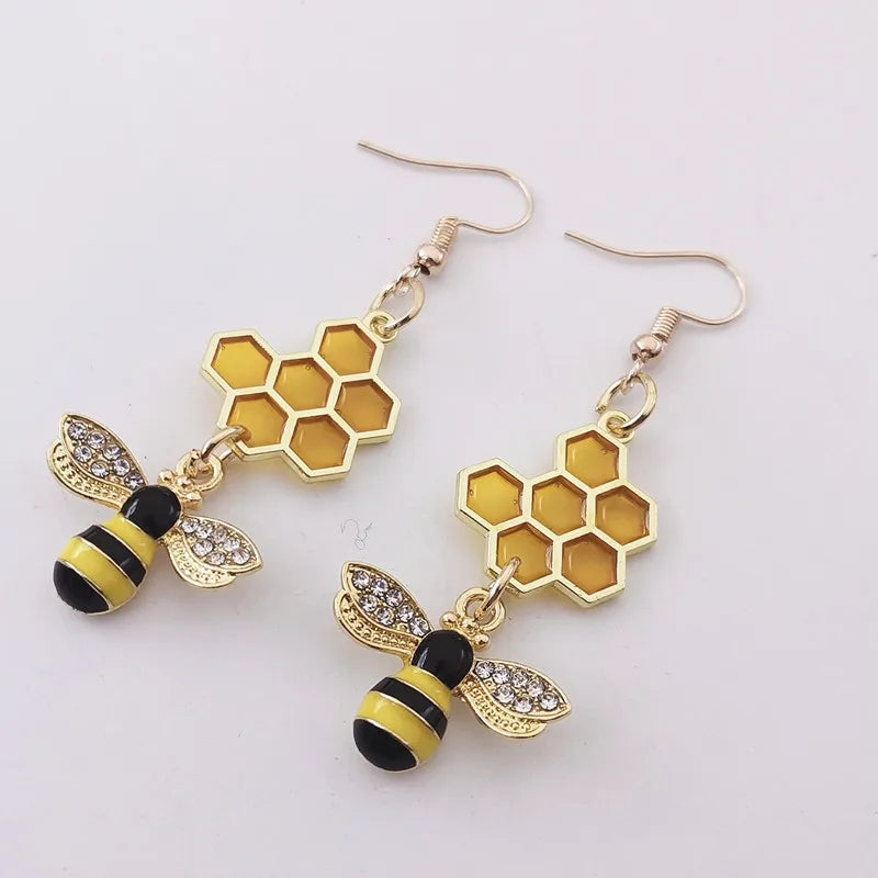 Emaille Hexenanhänger Schmuck | Metall Hexenanhänger Schmuck | Bienenwaben Ohrringe - Hängende Ohrringe