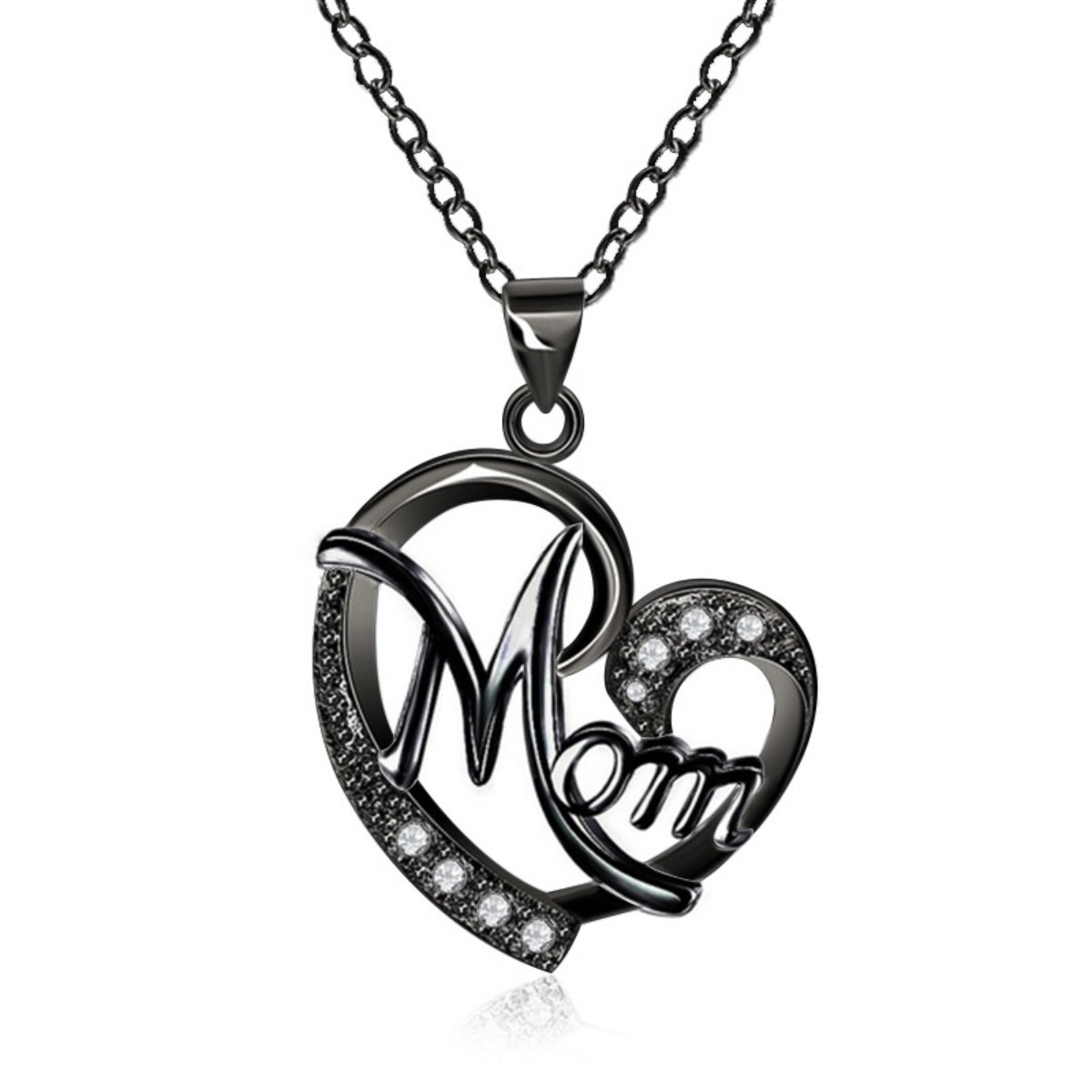 Bejeweled Heart Mom Halskette