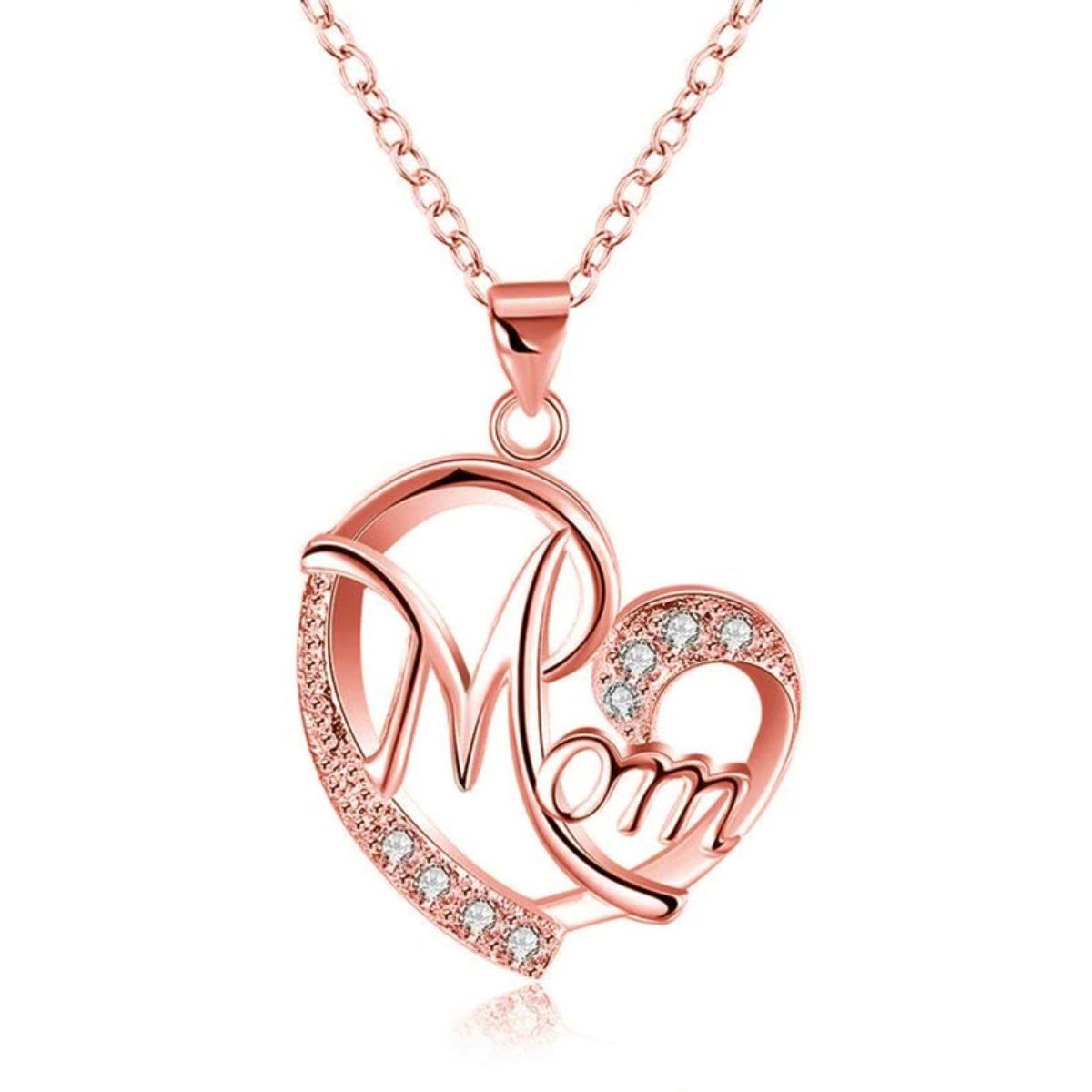 Bejeweled Heart Mom Halskette