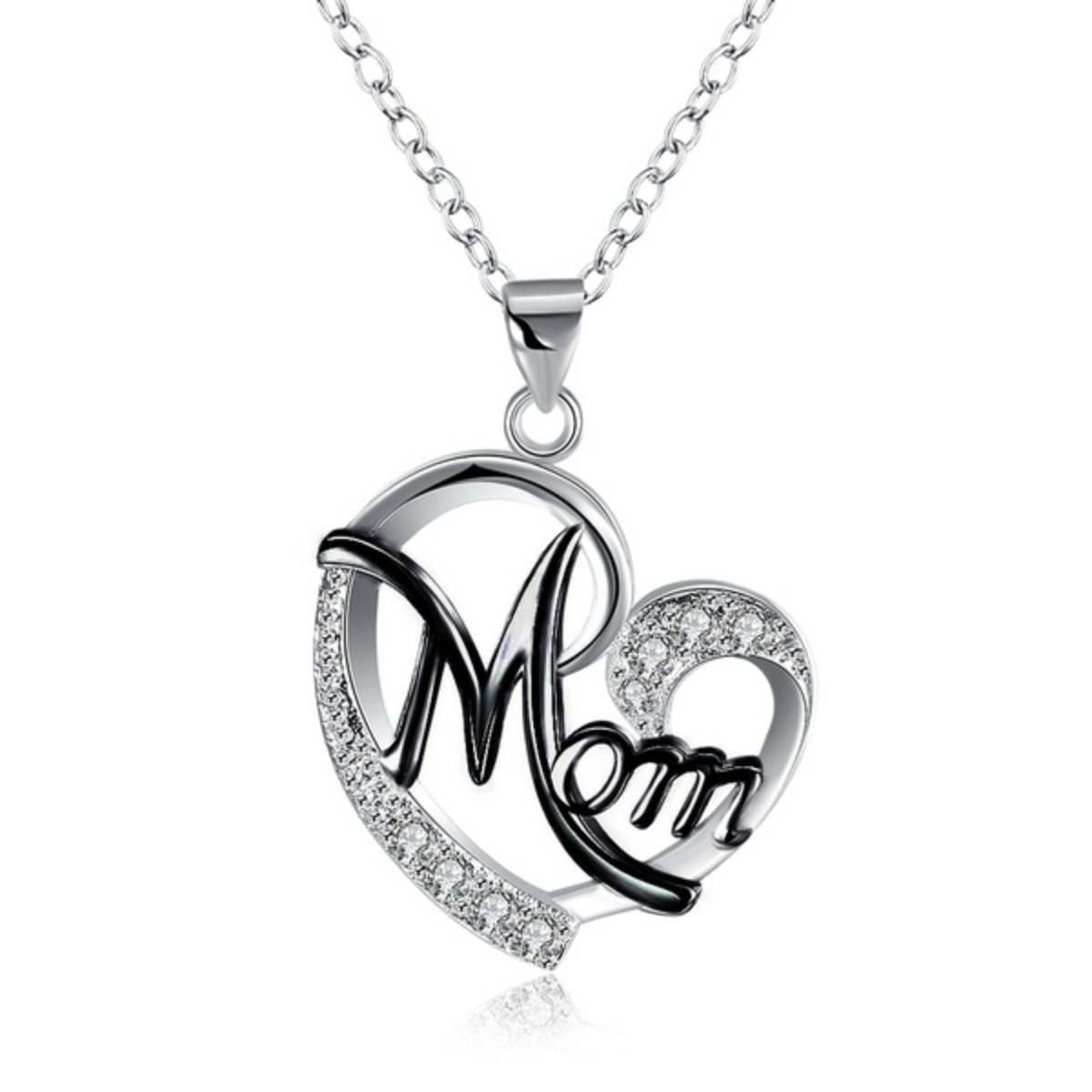 Bejeweled Heart Mom Halskette