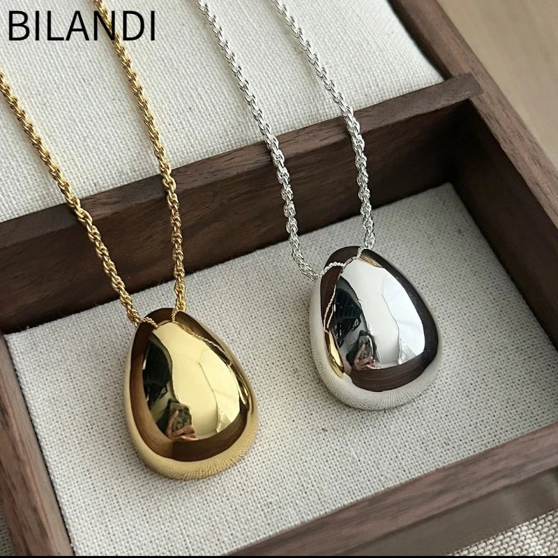 Bilandi Modischer Schmuck - Einfaches, zartes Design mit glattem Metall-Tropfenanhänger für Frauen - Partygeschenk - Dropshipping
