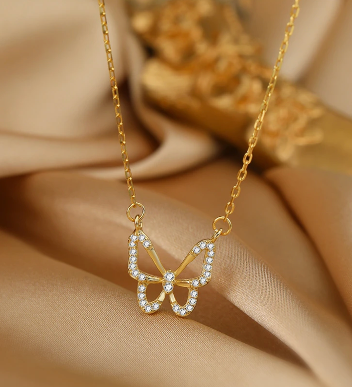 Schmetterling Kette mit Glitzer