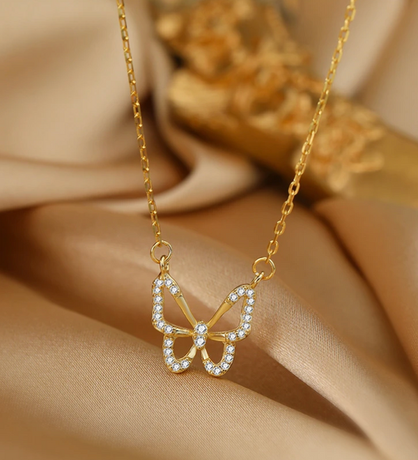 Schmetterling Kette mit Glitzer
