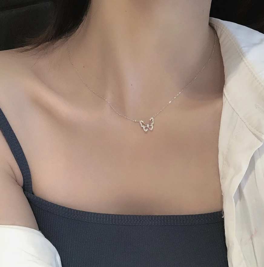 Schmetterling Kette mit Glitzer