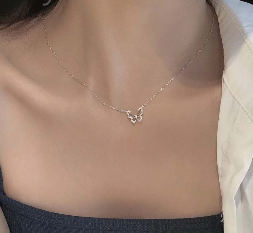 Schmetterling Kette mit Glitzer