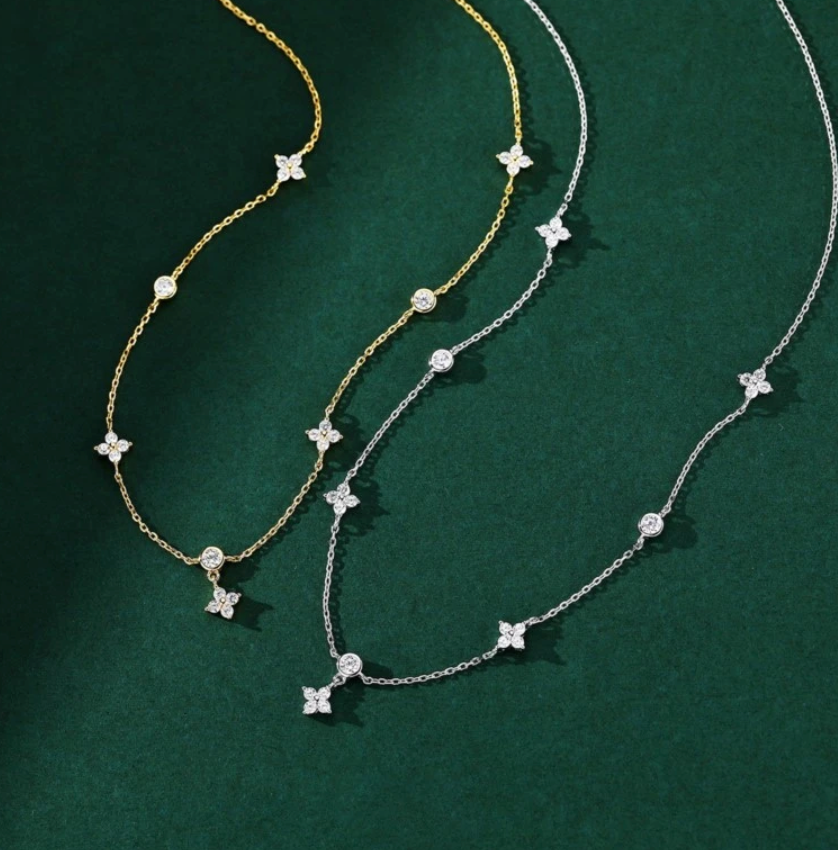 Feine Steinchenkette aus 925 Silber