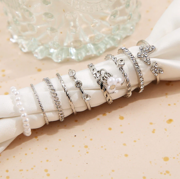 Silber Ringset mit verschiedenen Ringen