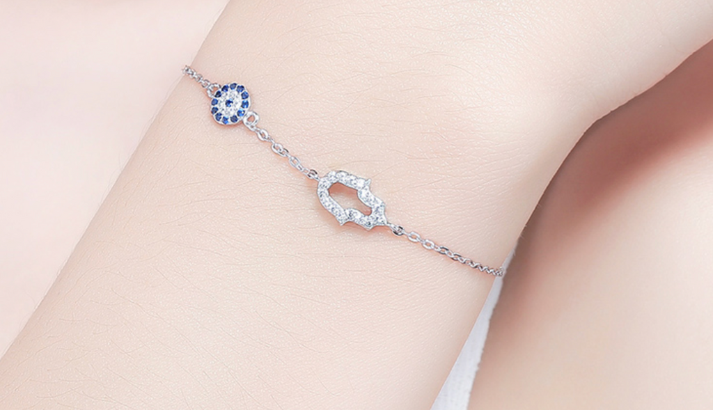 Nazar Armband mit Fatima Hand Gitzer