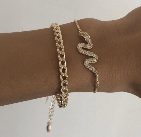 Armbandset mit Schlangenarmband Gold I Armband