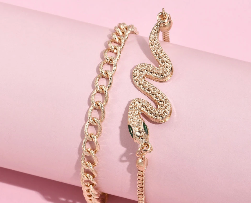 Armbandset mit Schlangenarmband Gold I Armband