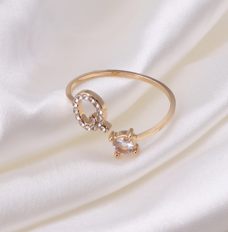 Buchstabenring größenverstellbar I Ring mit Buchstabe I verstellbar