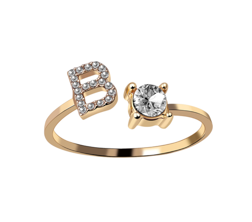 Buchstabenring und Magnetische Partnerarmbänder mit Rosenbox Set I Setpreis