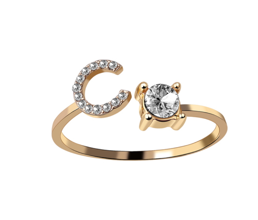 Buchstabenring und Magnetische Partnerarmbänder mit Rosenbox Set I Setpreis