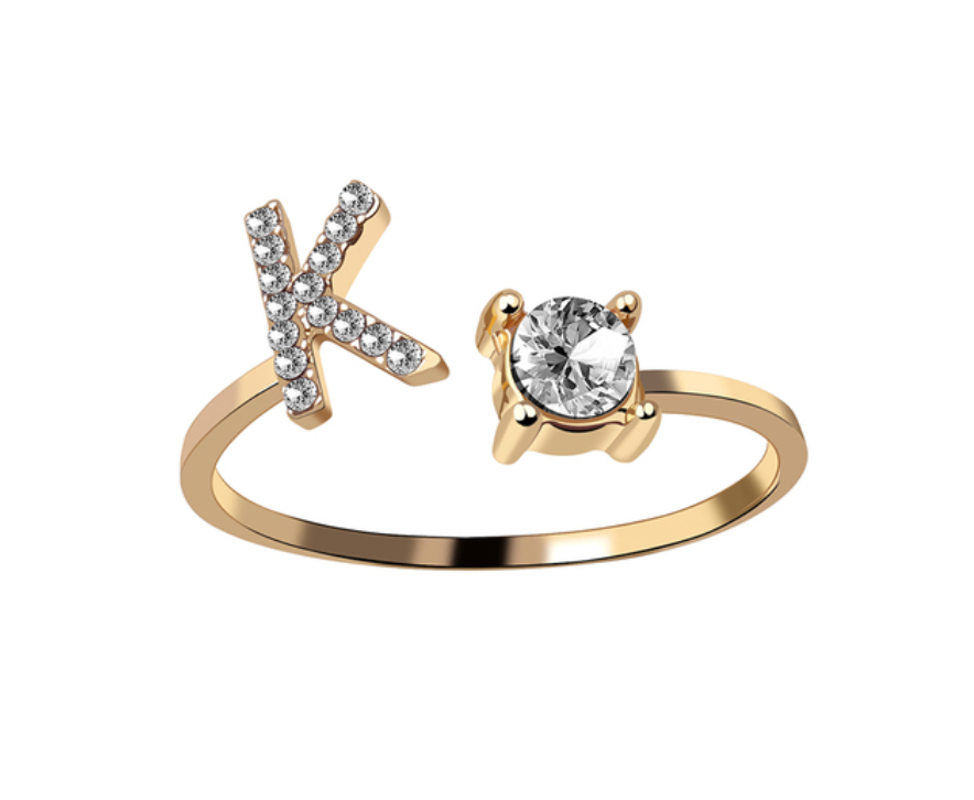 Buchstabenring und Magnetische Partnerarmbänder mit Rosenbox Set I Setpreis