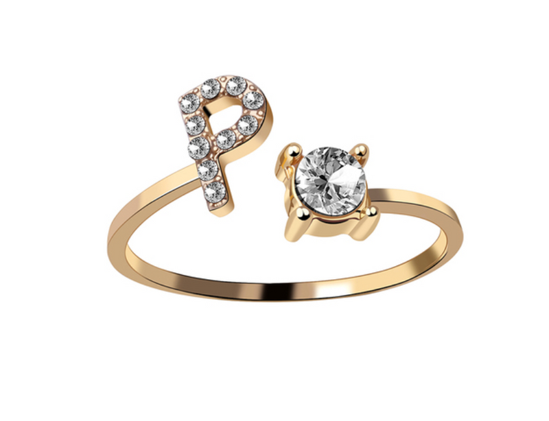 Buchstabenring und Magnetische Partnerarmbänder mit Rosenbox Set I Setpreis