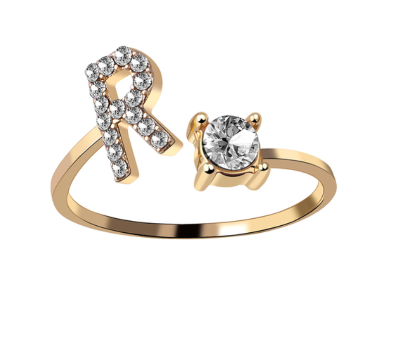 Buchstabenring und Magnetische Partnerarmbänder mit Rosenbox Set I Setpreis