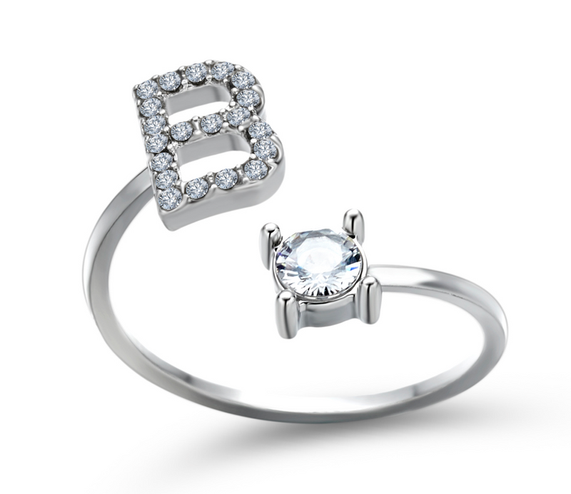 Buchstabenring und Magnetische Partnerarmbänder mit Rosenbox Set I Setpreis