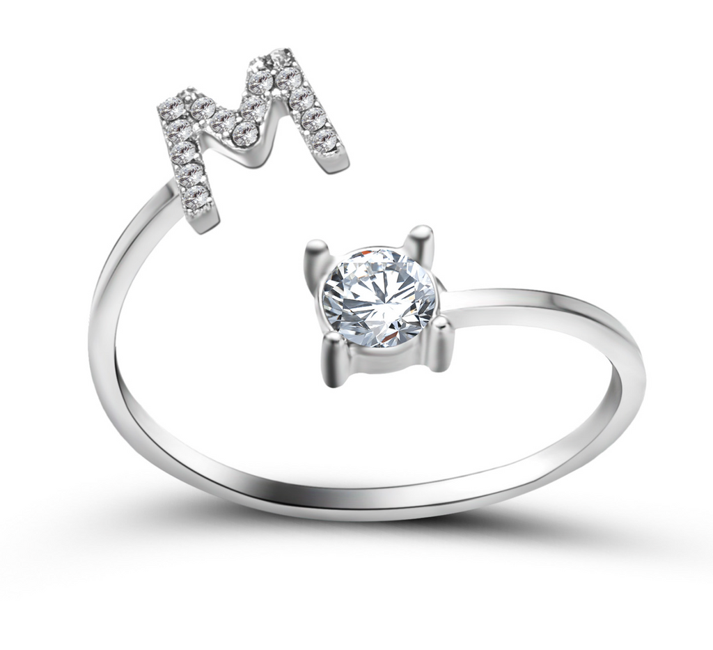 Buchstabenring und Magnetische Partnerarmbänder mit Rosenbox Set I Setpreis