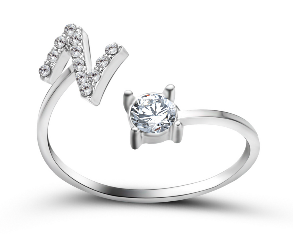 Buchstabenring und Magnetische Partnerarmbänder mit Rosenbox Set I Setpreis