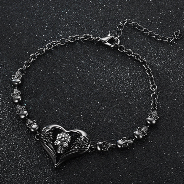 Herzengel Und Gotischer Schädel Kubisches Zirkonia  Vintage  Armband