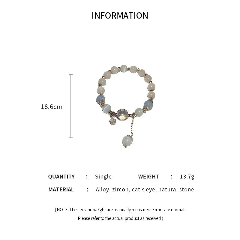 Blau-lila Opal Stein Armband für Frauen Mädchen glänzende Kristallarmbänder Mond Stern Anhänger Armreifen Armband Schmuck