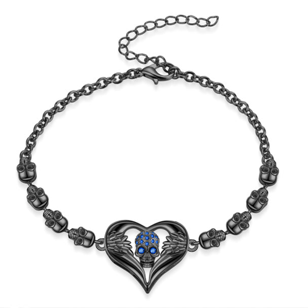 Herzengel Und Gotischer Schädel Kubisches Zirkonia  Vintage  Armband