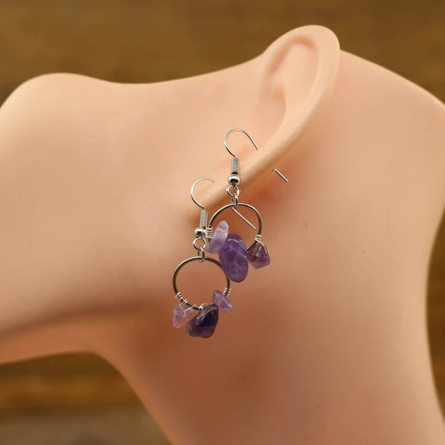 Bohemian Handmade Quartz Earrings | Raw Natural Stone