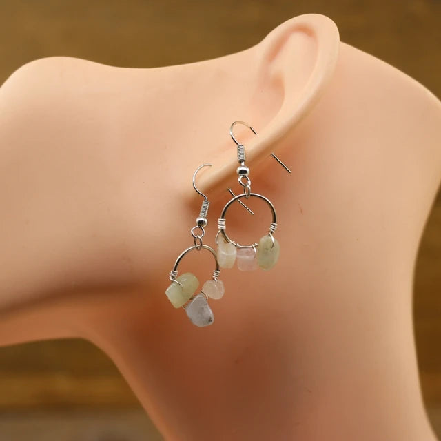 Bohemian Handmade Quartz Earrings | Raw Natural Stone