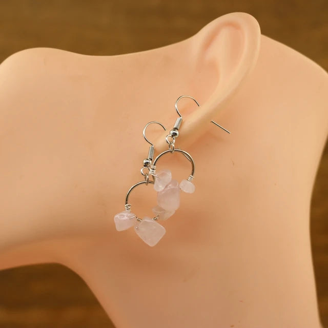 Bohemian Handmade Quartz Earrings | Raw Natural Stone