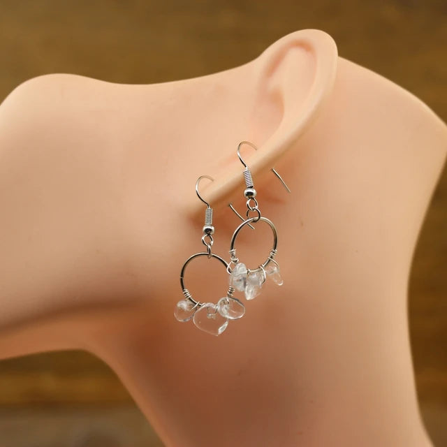 Bohemian Handmade Quartz Earrings | Raw Natural Stone